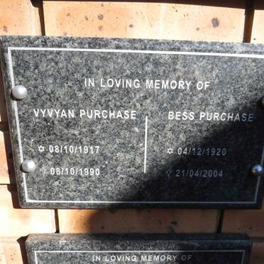 PURCHASE Vyvyan 1917-1990 & Bess 1920-2004