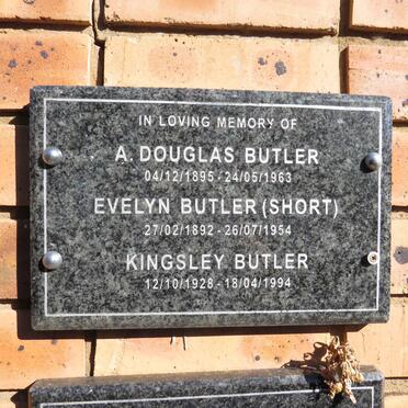 BUTLER A. Douglas 1895-1963 & Evelyn SHORT 1892-1954 :: BUTLER Kingsley 1928-1994