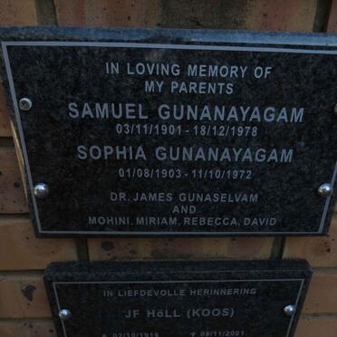 GUNANAYAGAM Samuel 1901-1978 & Sophia 1903-1972