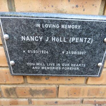 HOLL Nancy J. nee PENTZ 1924-2007
