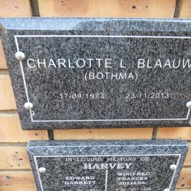 BLAAUW Charlotte L. nee BOTHMA 1973-2013