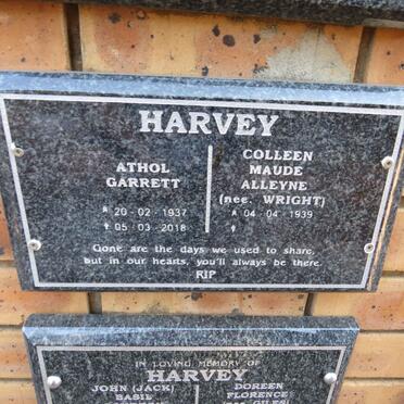 HARVEY Athol Garrett 1937-2018 & Colleen Maud Alleyne WRIGHT 1939- 