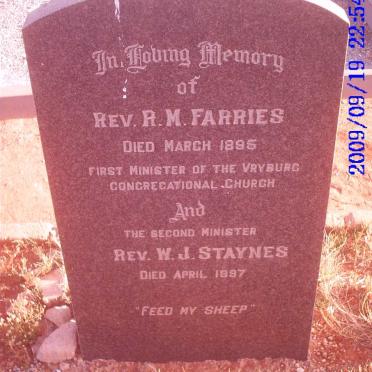 FARRIES R.M. -1895 :: STAYNES W.J. -1897