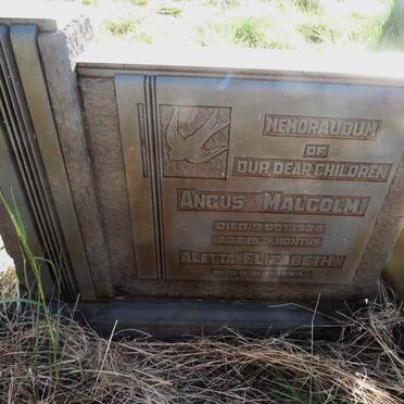 ? Angus Malcolm -1924 :: ? Aletta Elizabeth -1924