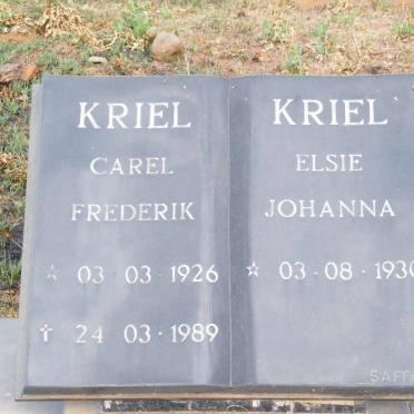 KRIEL Carel Frederik 1926-1989 &amp; Elsie Johanna 1930-