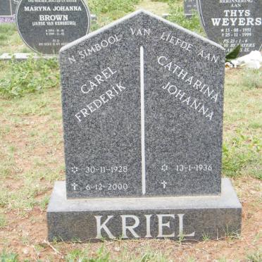 KRIEL Carel Frederik 1928-2000 &amp; Catharina Johanna 1936-