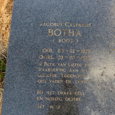 BOTHA Jacobus Casparus 1922-1972 