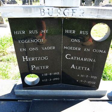 BURGER Hertzog Pieter 1915-1990 & Catharina Aletta 1921-2002