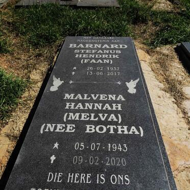BARNARD Stefanus Hendrik 1937-2017 & Malvena Hannah BOTHA 1943-2020