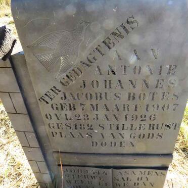 BOTES Antonie Johannes Jacobus 1907-1926