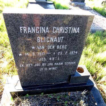 BLIGNAUT Francina Christina nee VAN DEN BERG 1917-1974
