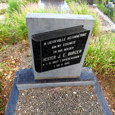 BURGER Hester J.E. nee BRIEDENHANN 1907-1980