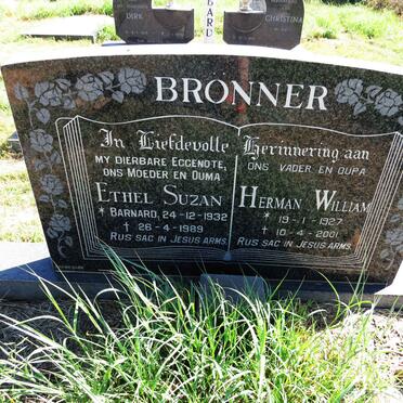 BRONNER Herman William 1927-2001 & Ethel Suzan BARNARD 1932-1989