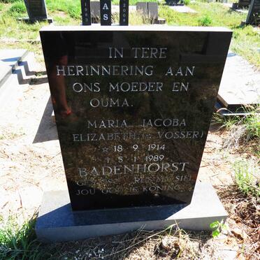 BADENHORST Maria Jacoba Elizabeth nee VOSSER 1914-1989