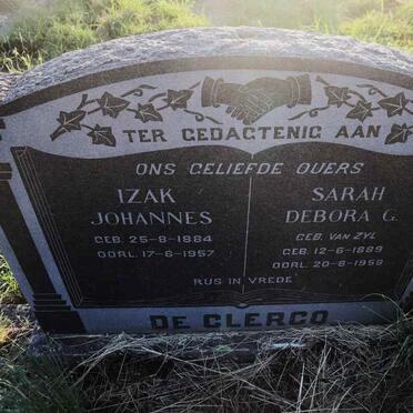 CLERCQ Izak Johannes, de 1884-1957 & Sarah Debora G. VAN ZYL 1889-1958