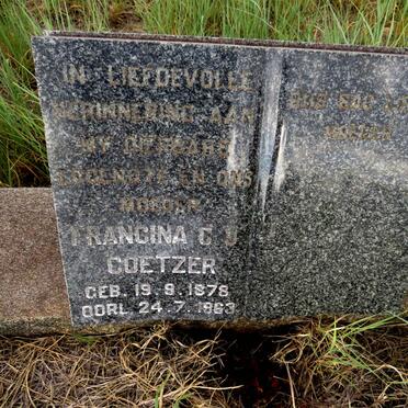 COETZER Francina C.J. 1878-1963