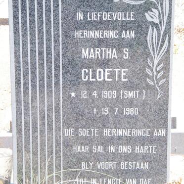 CLOETE Martha S. nee SMIT 1909-1980