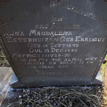 ESTERHUIZEN Anna Magdalena nee ERASMUS 1890-1946