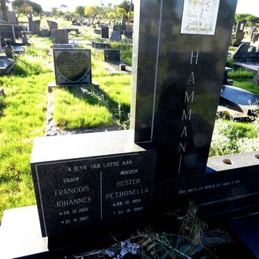 HAMMAN Francois Johannes 1903-1967 & Hester Petronella 1904-1980