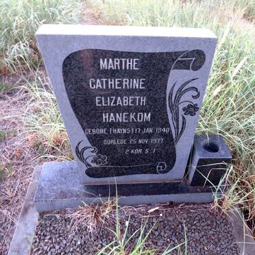 HANEKOM Marthe Catherine Elizabeth nee HAYNS 1940-1977