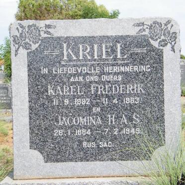 KRIEL Karel Frederik 1882-1963 &amp; Jacomina H.A.S. 1884-1949