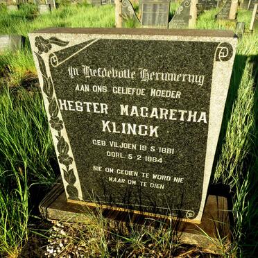 KLINCK Hester Margaretha nee VILJOEN 1881-1964