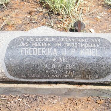 KRIEL Frederika J.P. nee NEL 1894-1971