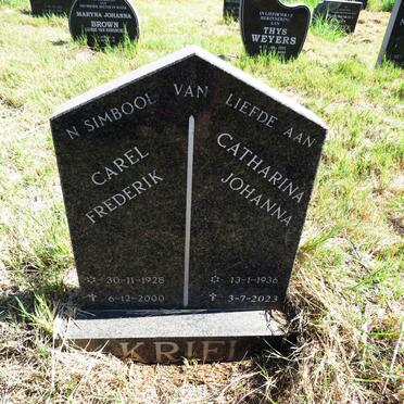 KRIEL Carel Frederik 1928-2000 & Catharina Johanna 1936-2023