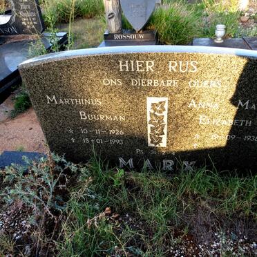 MARX Marthinus Buurman 1926-1993 & Anna Maria Elizabeth 1938- 