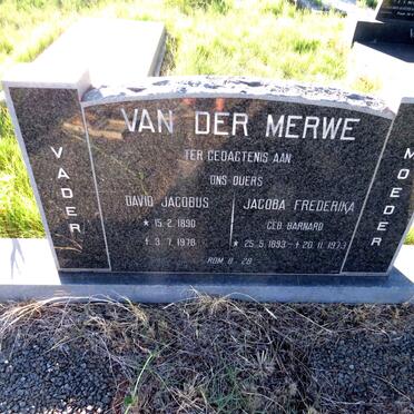 MERWE David Jacobus 1890-1978 & Jacoba Frederika BARNARD 1893-1973