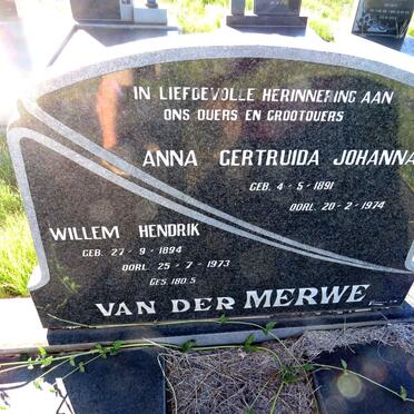 MERWE Willem Hendrik, van der 1894-1973 & Anna Gertruida Johanna 1891-1974