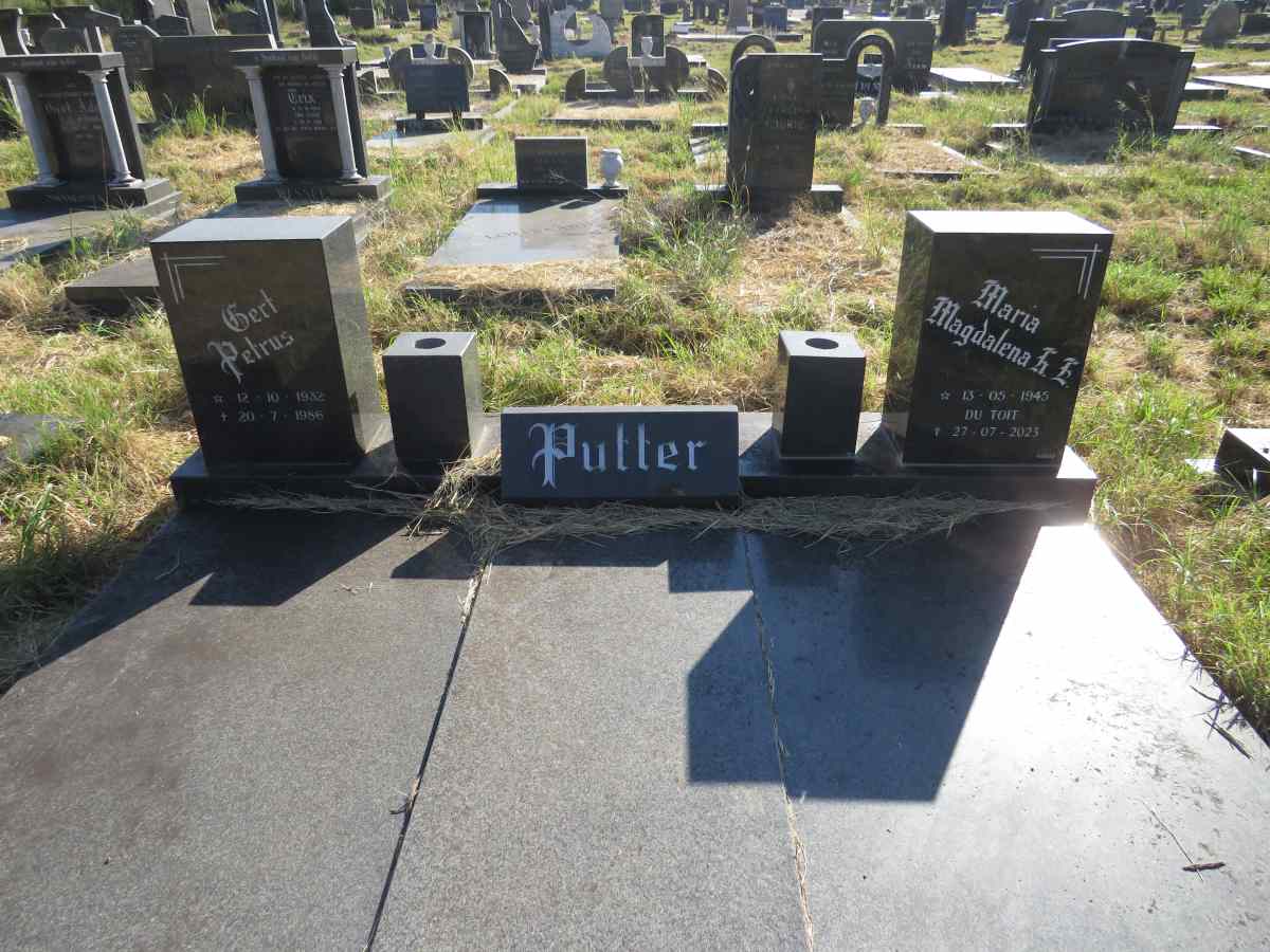 PUTTER Gert Petrus 1932-1986 & Maria Magdalena Hendrina Elizabeth DU TOIT 1945-2023