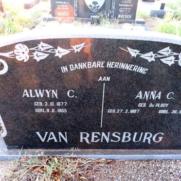 RENSBURG Alwyn C., van 1877-1965 & Anna C. DU PLOOY 1887-1966
