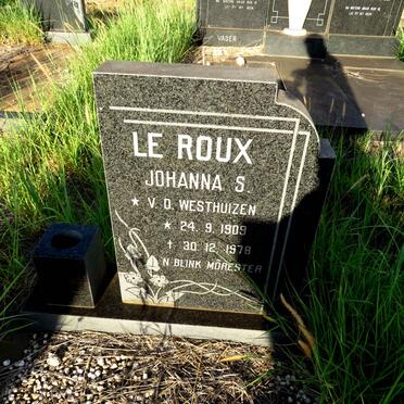 ROUX Johanna S., le nee v.d. WESTHUIZEN 1909-1978