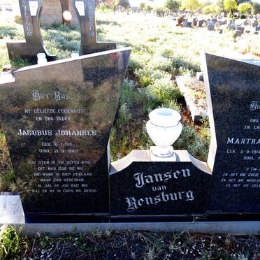 RENSBURG Jacobus Johannes, Jansen van 1911-1969 & Martha Aletta STRYDOM 1914-1976