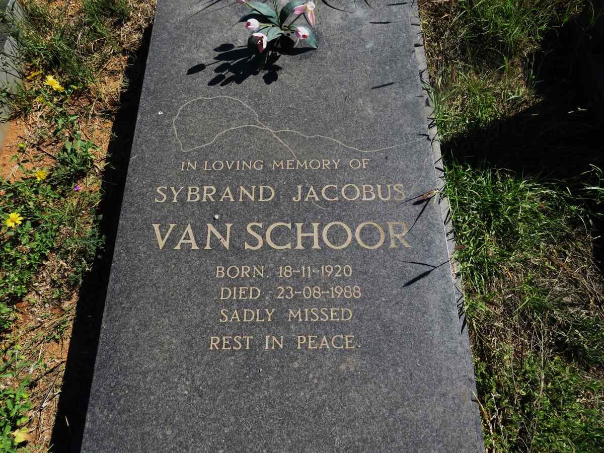 SCHOOR Sybrand Jacobus, van 1920-1988