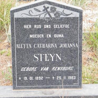 STEYN Aletta Catharina Johanna nee VAN RENSBURG 1892-1983