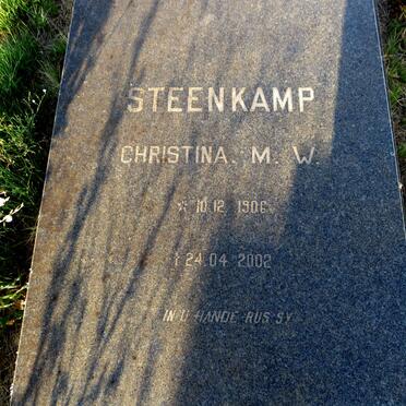 STEENKAMP Christina M.W. 1906-2002