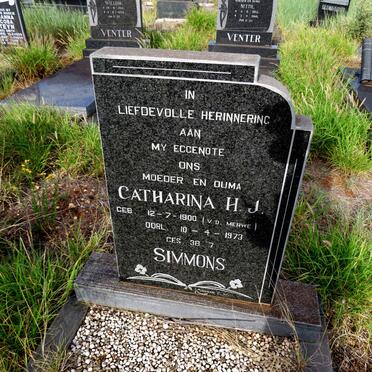 SIMMONS Catharina H.J. nee v.d. MERWE 1900-1973