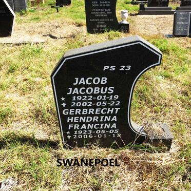 SWANEPOEL Jacob Jacobus 1922-2002 & Gerbrecht Hendrina Francina 1923-2006