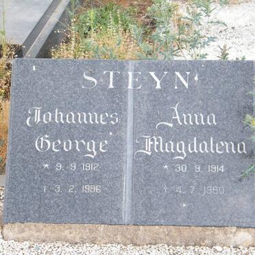 STEYN Johannes George 1912-1996 &amp; Anna Magdalena 1914-1990