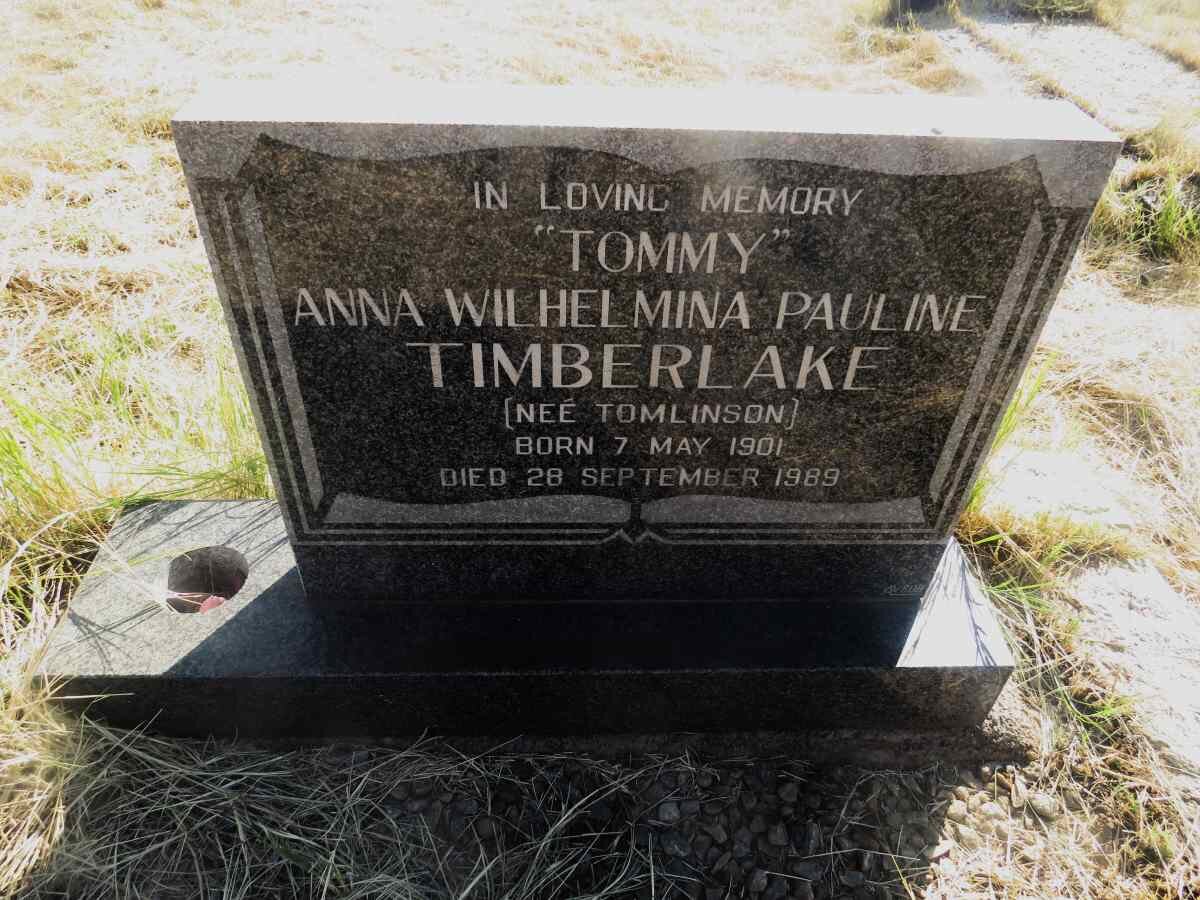 TIMBERLAKE Anna Wilhelmina Pauline nee TOMLINSON 1901-1989