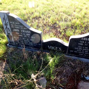 VOGES John Frank 1889-1973 & Anna Doreateia 1896-1976