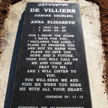 VILLIERS Anna Elizabeth, de nee GROBLER 1937-2020