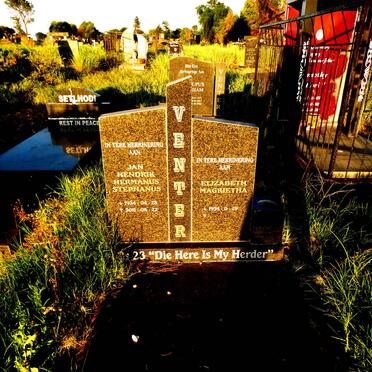 VENTER Jan Hendrik Hermanus Stephanus 1934-2011 & Elizabeth Magrietha 1954- 