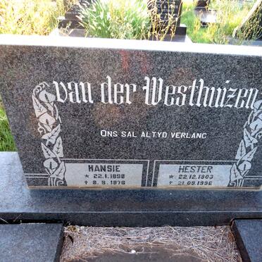 WESTHUIZEN Hansie 1898-1976 & Hester 1903-1996