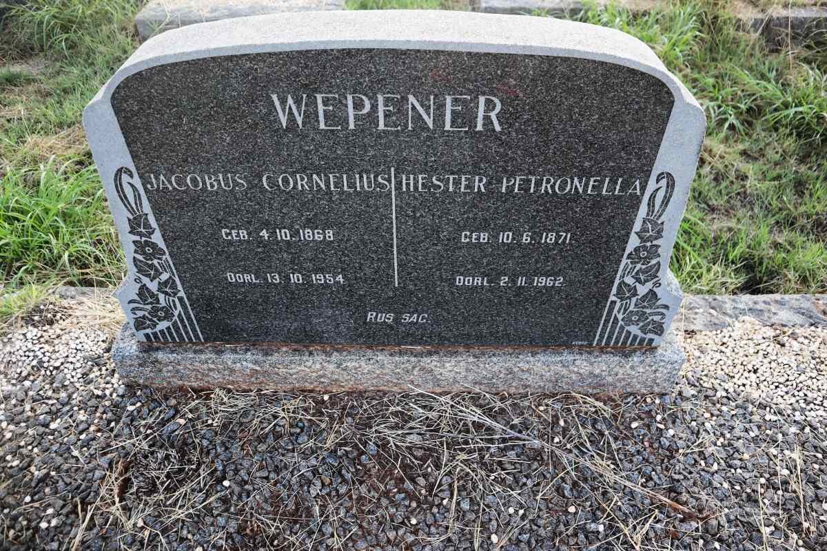 WEPENER Jacobus Cornelius 1868-1954 & Hester Petronella 1871-1962