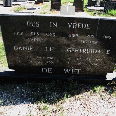 WET Daniel, de J.H. 1910-2001 & Gertruida E. 1913-1994
