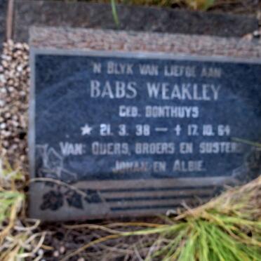 WEAKLEY Babs nee BONTHUYS 1938-1964