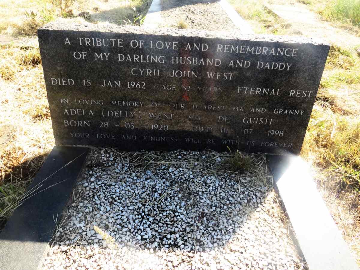 WEST Cyril John -1962 & Adela DE GUISTI 1920-1998